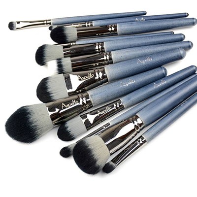 JLY 2020 glitter blue facial make up brush kit powder brushes soft nylon hair gift cosmetic makeup powder eye shadow brush 13 ki