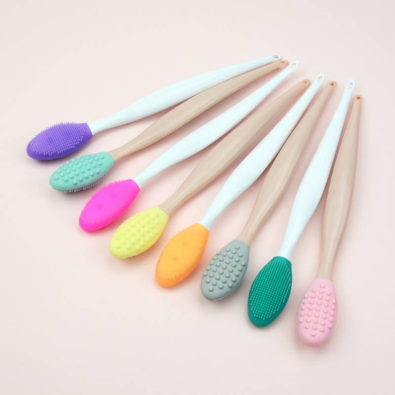 2020 Jly Double Side Soft Silicone Lip Scrub Container Tool & Nose Blackhead Remove Brush