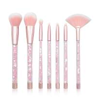 7Pc Cosmetic Brushes with pvc Bag OEM wholesale Quicksand transparent Liquid Glitter handle Makeup Brush Set