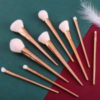 2019 Hot sale  9 pcs Aluminium handle  accessories professional cosmetic gold makeup brush set for women