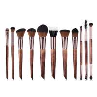 2020 Hot Selling High Quality Brown Double Head Eye Cosmetic Beauty Brushes 11pcs Wood Handle Luxury Makeup Brush Set