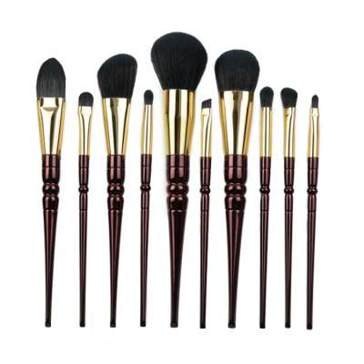 Best Gift For Cosmetic Brown Color Vegan Synthetic Make Up Brushes With Box And Ribbon