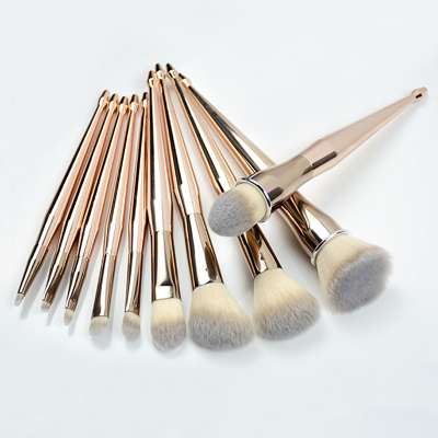 Top selling High quality Fishtail handle brush Champagne gold makeup brush set